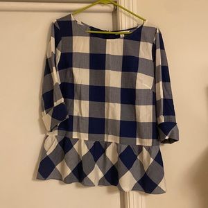 NWOT, Southern Tide, Size 10, blue & white peplum top, never worn